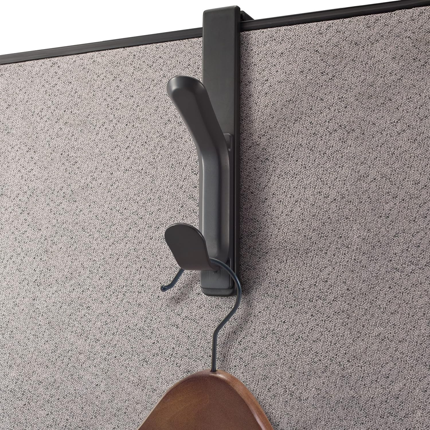Officemate Double Coat Hooks for Cubicle Panels, Adjustable, Comes in 2 Pack  Black