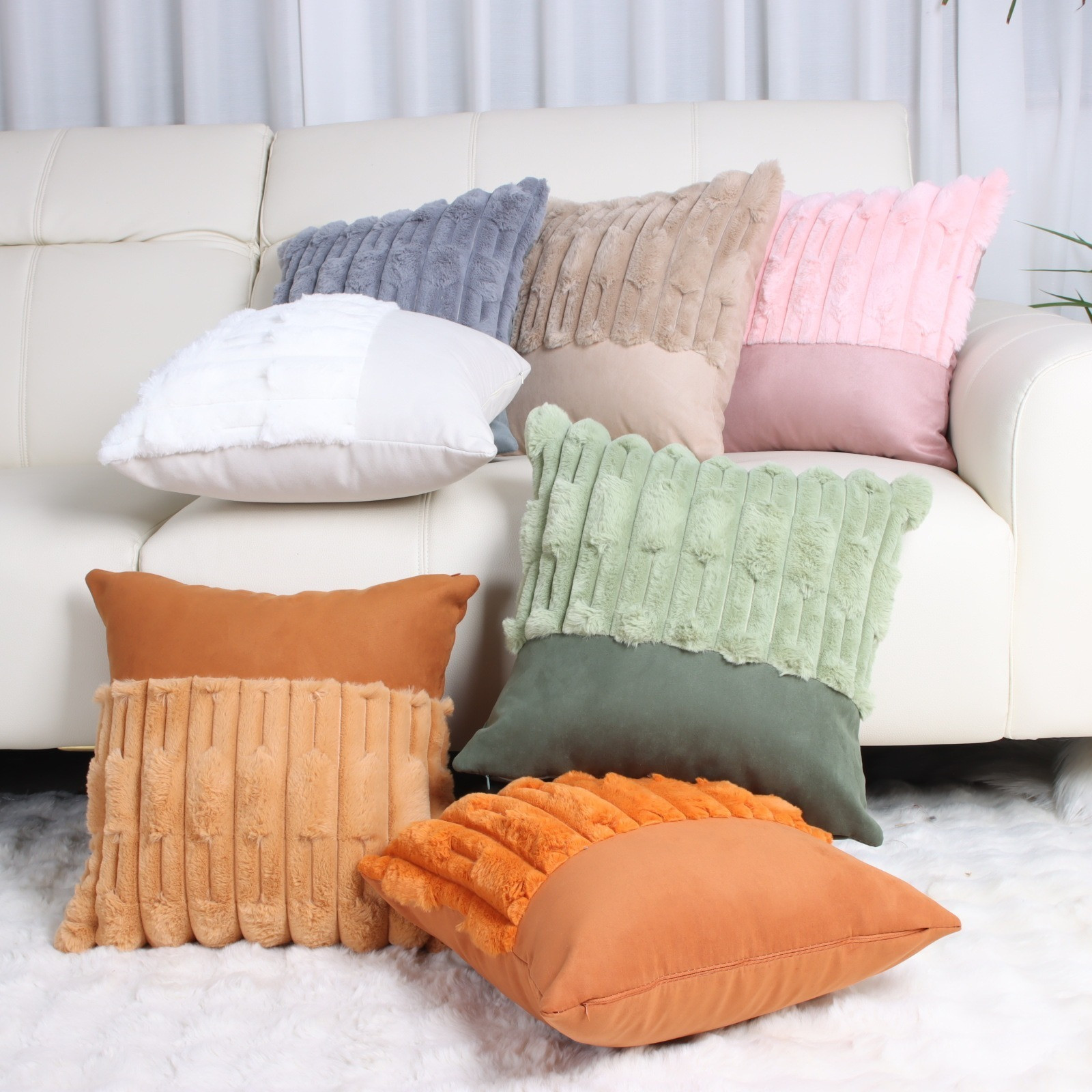 Sweat Velvet with fur Cushion cover
