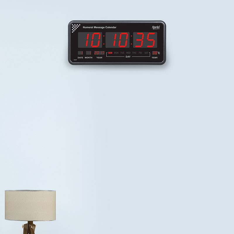 Ajanta Digital Calendar Wall Clock – DC-087 – Black