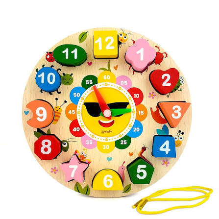 Educational Wooden Clock Puzzle | Time Learning & Shape Sorter Toy for Toddlers